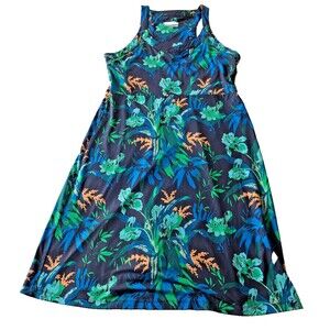Columbia Women’s Medium Sleeveless Floral Dress Navy Blue Active Outdoor Travel